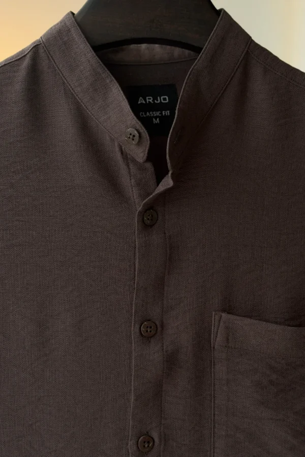Chocolate Brown Wrinkle Textured Shirt