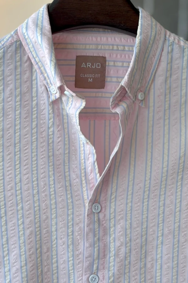Off-white Grid Textured Half Sleeve Shirt